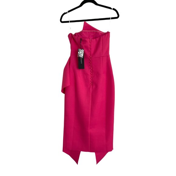 NWT ELLIATT Reception Strapless Pink Midi Dress Size XS Draped Ruffle Cocktail - Picture 3 of 9